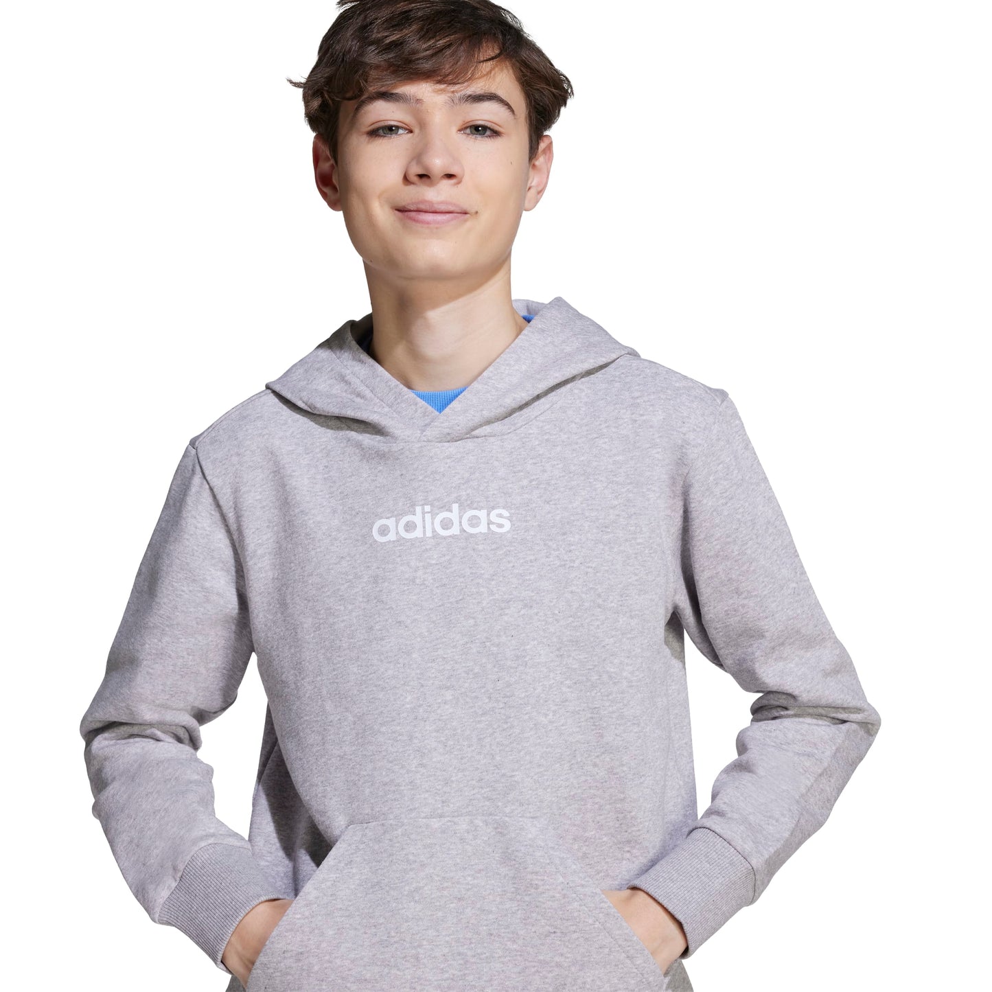 ADIDAS FLEECE HOODIE MGREYH/WHITE