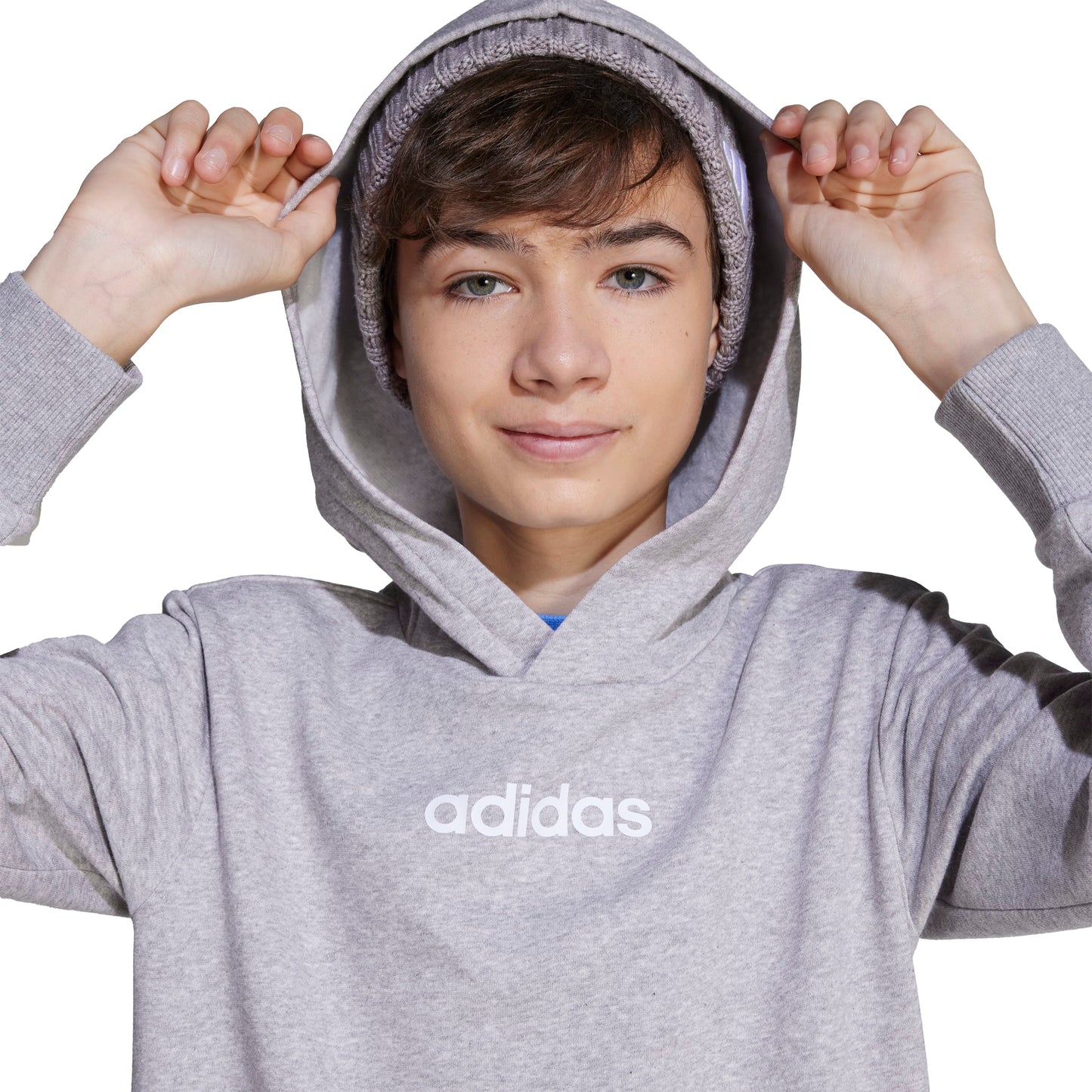 ADIDAS FLEECE HOODIE MGREYH/WHITE