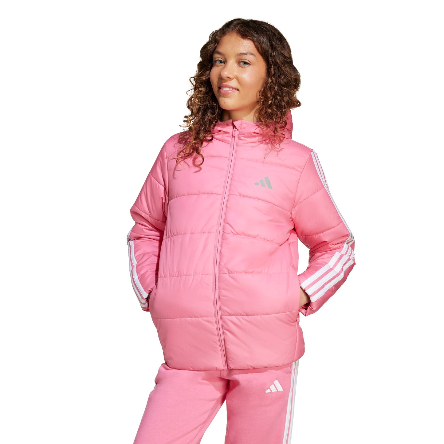 ADIDAS ESSENTIALS THREE STRIPES JACKET PNKFUS/WHITE