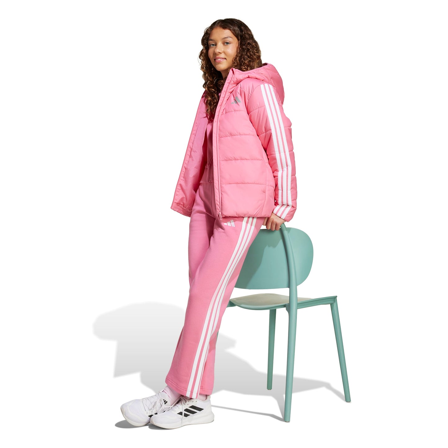 ADIDAS ESSENTIALS THREE STRIPES JACKET PNKFUS/WHITE