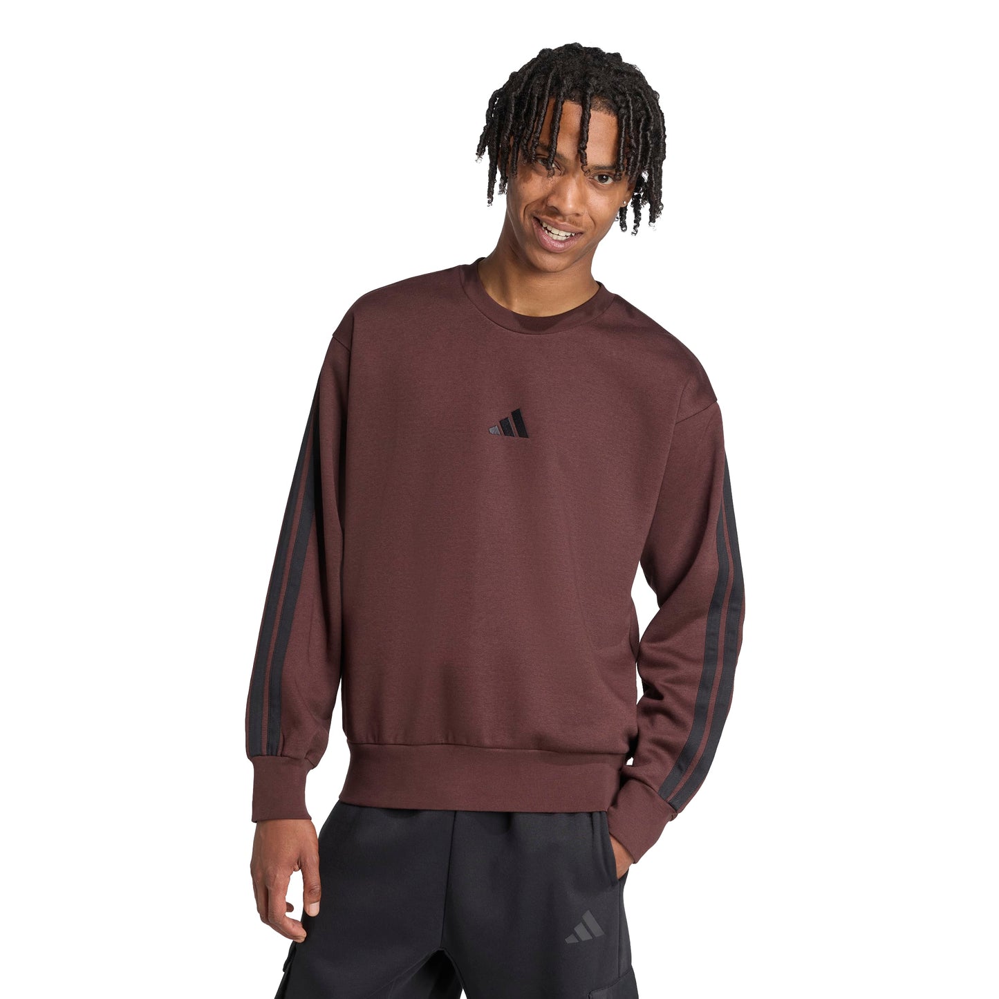 ADIDAS THREE STRIPES FLEECE SWEATER SHABRN/BLACK