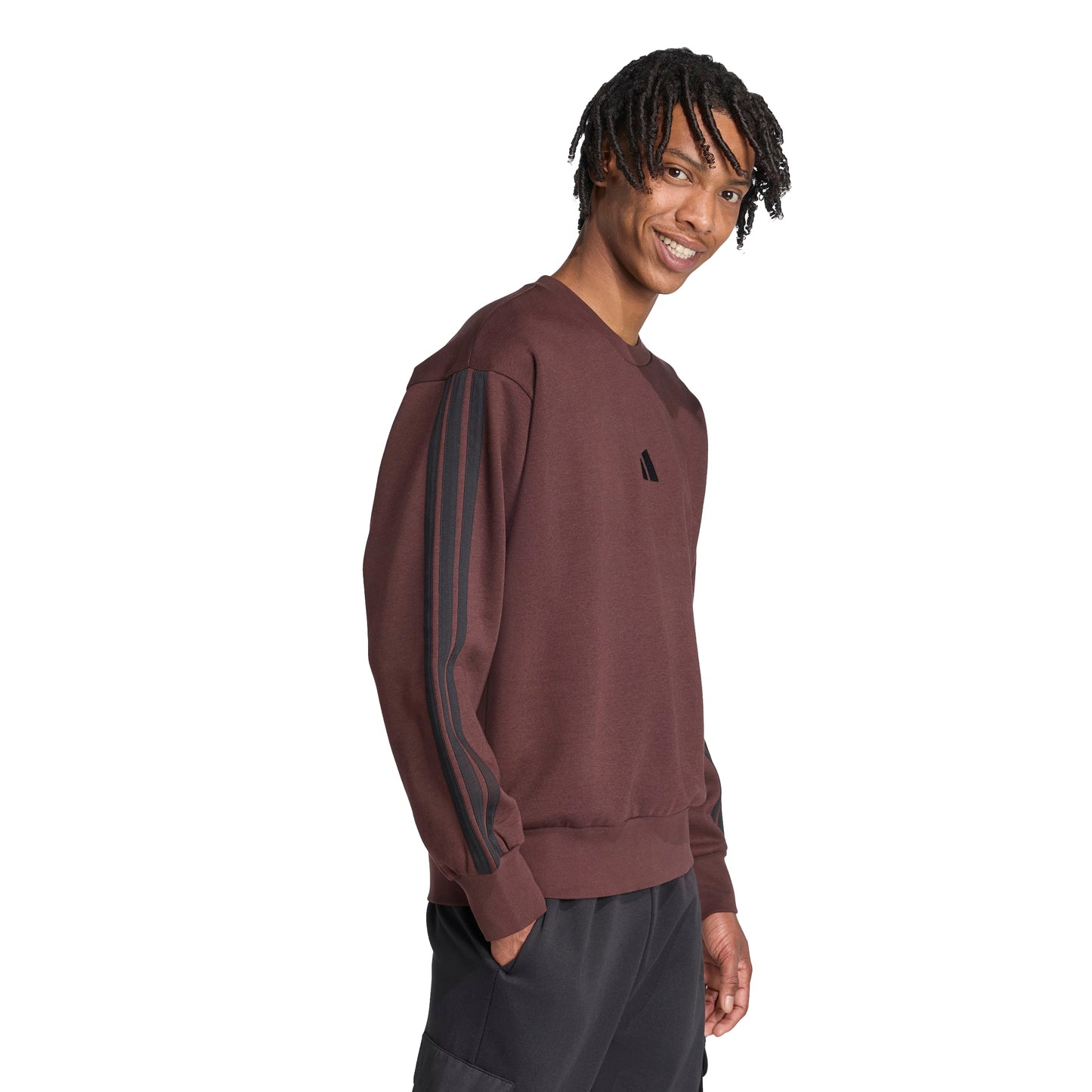 ADIDAS THREE STRIPES FLEECE SWEATER SHABRN/BLACK