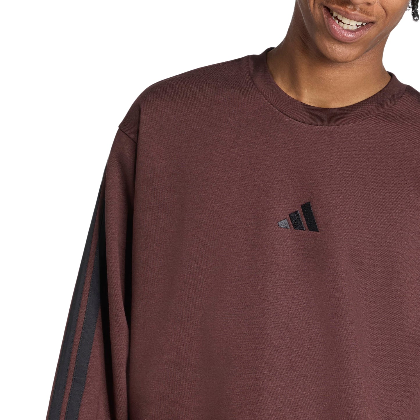 ADIDAS THREE STRIPES FLEECE SWEATER SHABRN/BLACK
