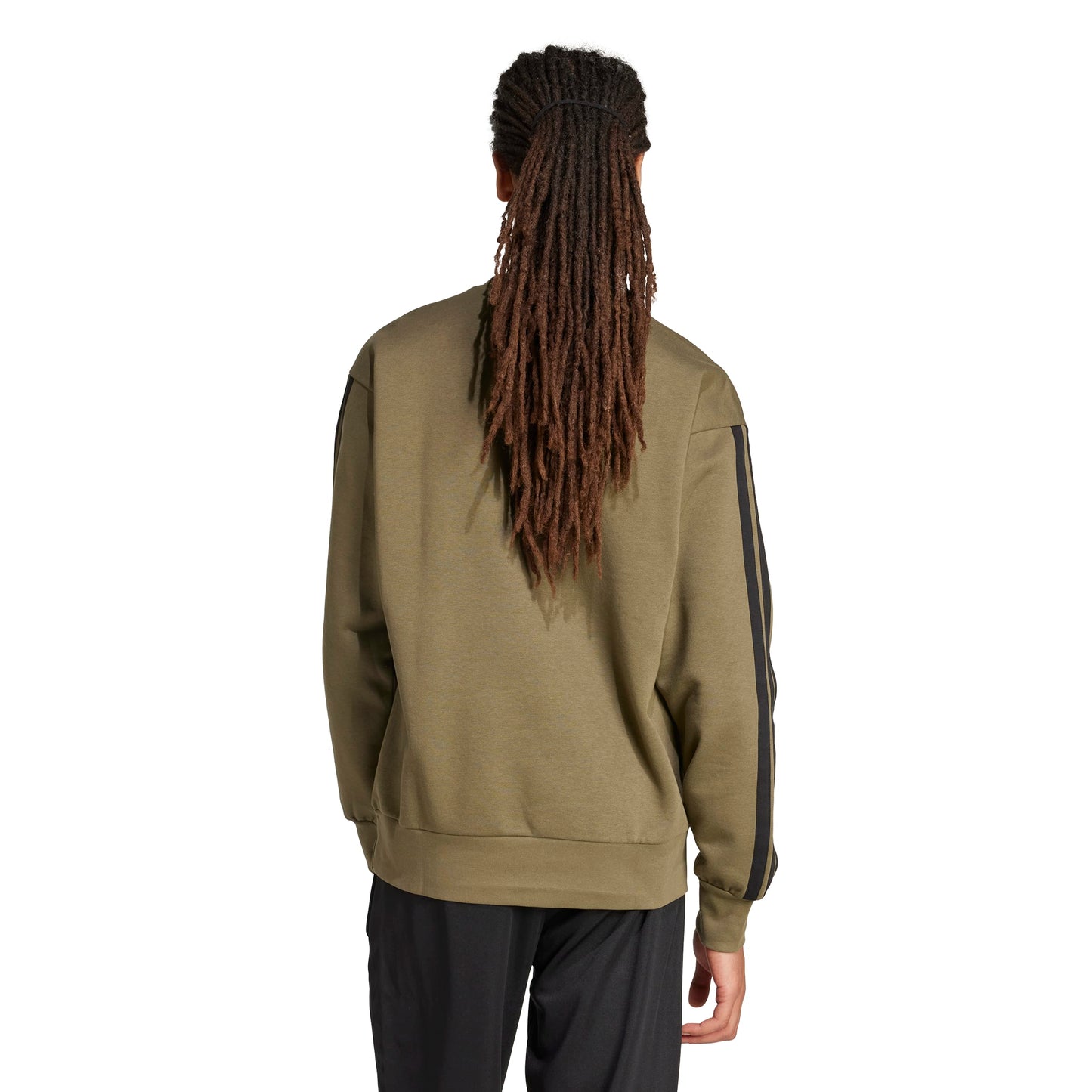 ADIDAS THREE STRIPES FLEECE SWEATSHIRT OLI/BLK