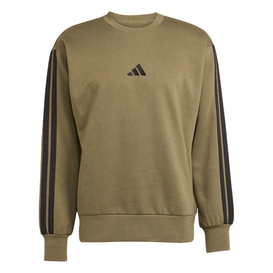 ADIDAS THREE STRIPES FLEECE SWEATSHIRT OLI/BLK